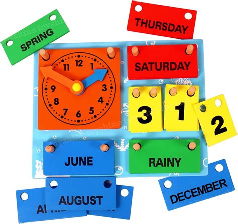 Toyshine Wooden Premium Learning Calender for Toddlers, Clock , Season ...