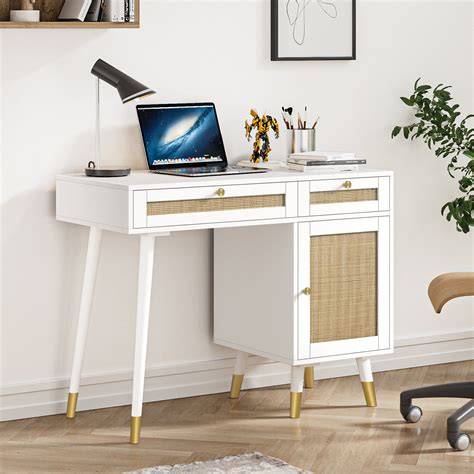 Small White Computer Desk 的图像结果