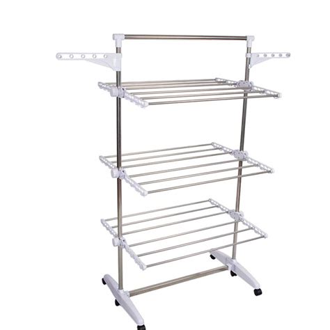 Buy TONGSH Foldable 3 Tier Clothes Drying Rack Rolling Collapsible ...