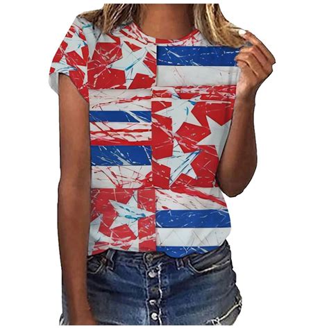 SOOMLON Plus Size American Flag Shirts Women Patriotic Shirts USA Flag ...