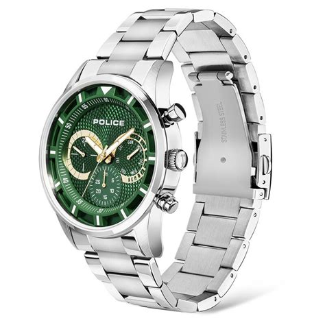 Buy Online Police Quartz Multifunction Green Dial Stainless Steel Strap ...