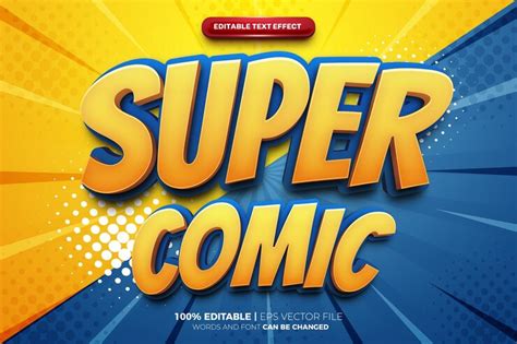 Super comic bold 3d editable text effect style | Premium Vector