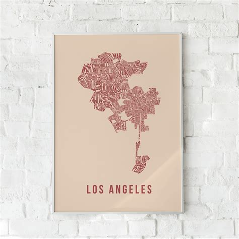 LA Map Neighborhoods of Los Angeles Typographic Print - Etsy