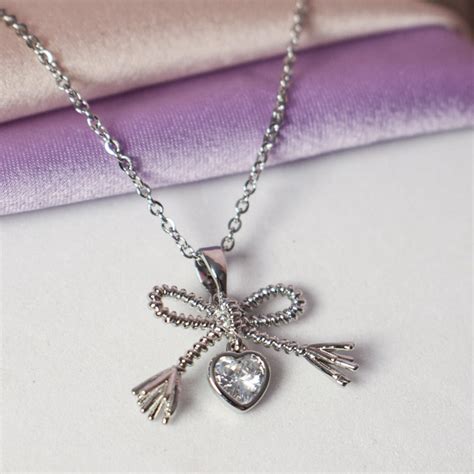 Diamond Bow Silver Necklace | Salty – Salty Accessories