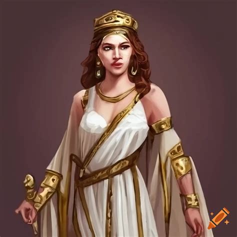 Artistic depiction of a beautiful Greek woman in ancient dress on Craiyon