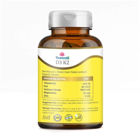 Calcium with Vitamin D3, K2, Magnesium & Zinc – Vaamveda Healthcare