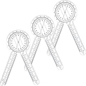 Bravezi 3 Pc.-12" Transparent Goniometer,Plastic Goniometer 360 Degree ...