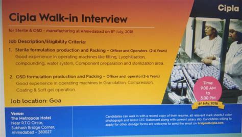 Walk in for Cipla For Goa location on 8th July 2018