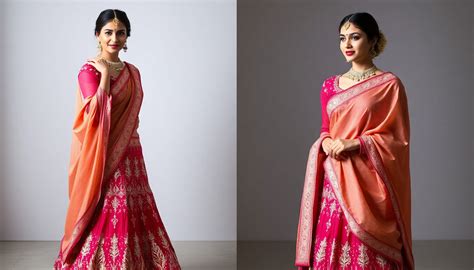 How to Take Dupatta on Lehenga – Front, Side & Double Drape Styles ...