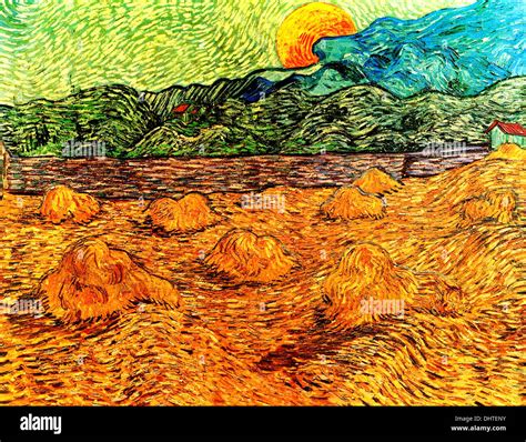 Evening Landscape with Rising Moon - by Vincent van Gogh, 1889 Stock ...