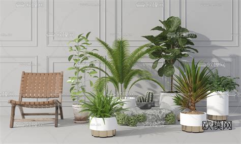 现代绿植盆栽休闲椅组合3d模型下载_ID10533133_3dmax免费模型-欧模网