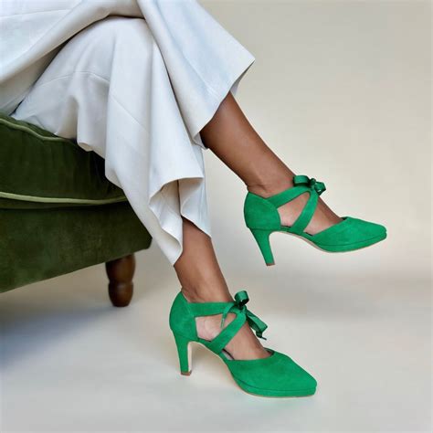 Wide Width Green Suede Shoes with slim buckle strap – Sargasso and Grey