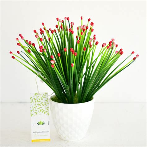 Buy ASHIYANADECORS Artificial Bud Plant with Pot (Pink) Online at Low ...