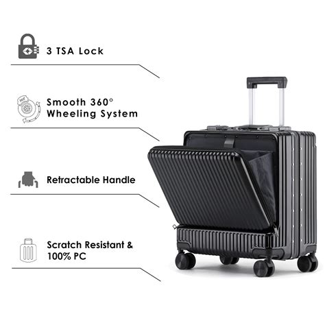 CLOWNFISH Jetsetter 18.5" Carry-On Luggage Spinner Wheel, TSA Lock, USB ...