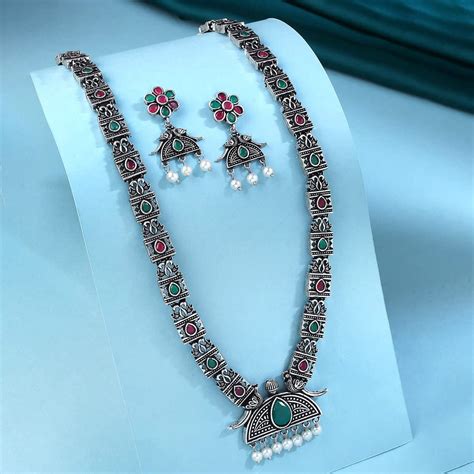 Yellow Chimes Jewellery Set for Women and Girls Traditional Silver ...