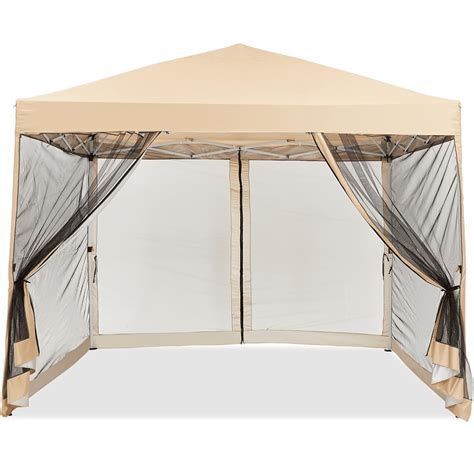 10x10ft Outdoor Pop up Canopy Tents with Mesh Mosquito Netting Side ...
