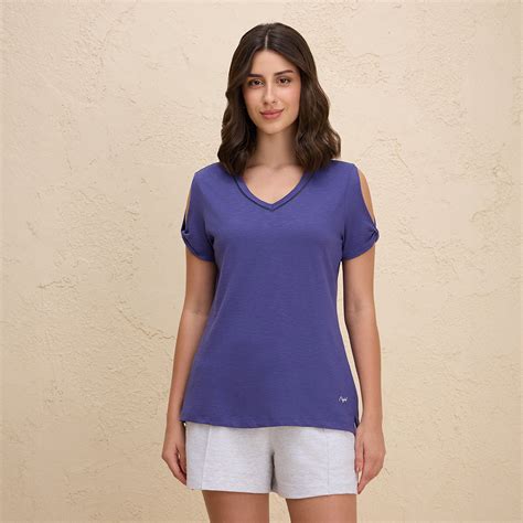 Summer Essential Super Comfy Relaxed V Neck Slub Cotton Tee-NYLE513-Bl ...