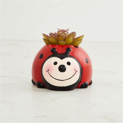 Buy Garnet Elsa Artificial Succulent in Ladybug Planter from Home ...