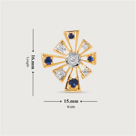 North Star Brilliance 14KT Medium Blue Sapphires Ear Stud
