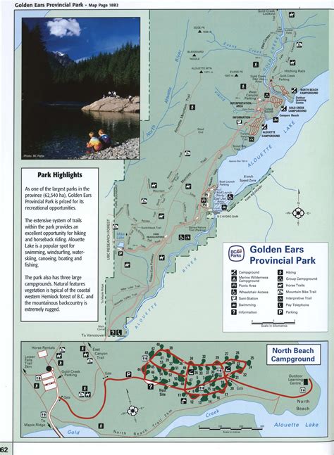 Map of Golden Ears provincial Park in British Columbia, how long to drive