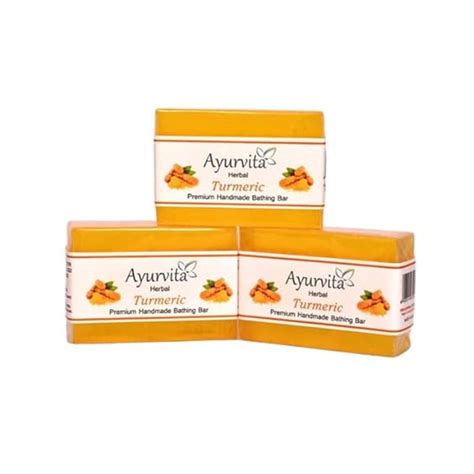 Ayurvita Herbal Handmade Turmeric Soap, Bathing Bar- 125gm (Pack of 10 ...