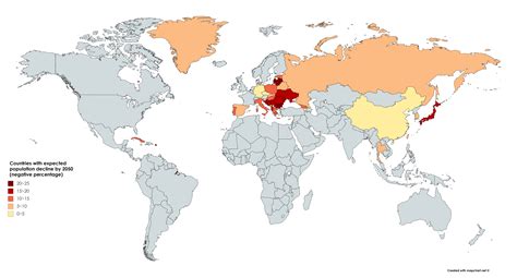 Countries with expected population decline by 2050 [6460 x 3480] : r/MapPorn