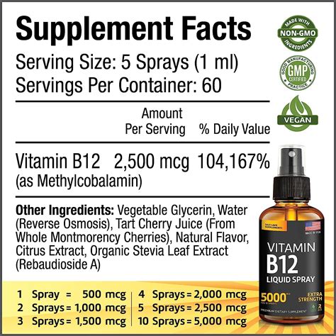Buy Vitamin B12 Sublingual - Vegan B12 Vitamin Spray - Methylcobalamin Vitamin B12 Liquid Boosts ...
