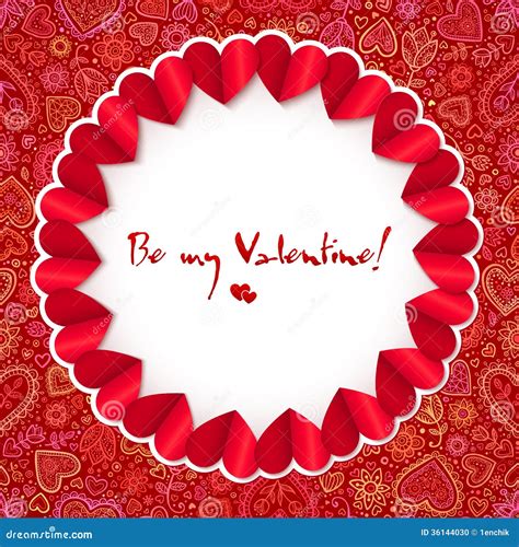 Red Circle Valentines Day Greeting Card Template Stock Vector ...