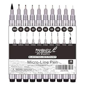 Precision Micro-Line Pens, 10 Size Black Micro-Pen Fineliner Ink Pen ...