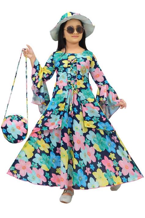 Laraib Fashion Girls Maxi Jacket Style Dress with Cap & Purse (Jacket01 ...