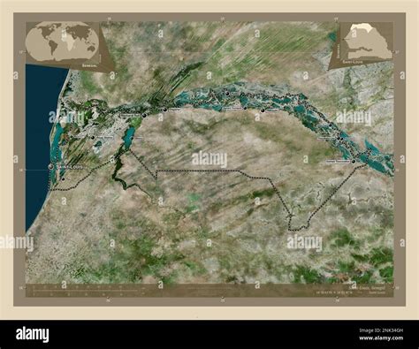 Saint-Louis, région du Sénégal. Carte satellite haute résolution. Lieux ...