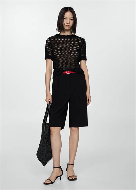 Straight-fit high-waist Bermuda shorts - Women | MANGO USA