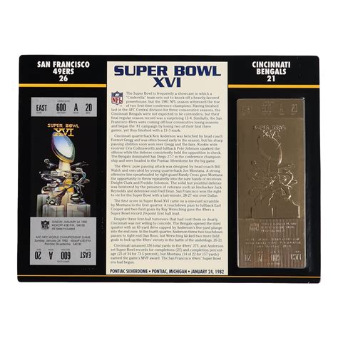 Super Bowl XVI Commemorative 9x12 Score Card Display with 22kt Gold ...