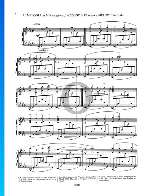Little Songs, Series 2: No. 7 Melody in E-flat Major (Sergei Prokofiev) Piano Sheet Music - OKTAV