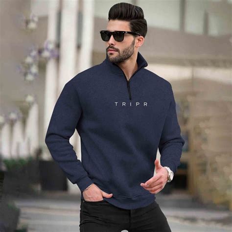 Buy Men High Neck Zip Up Sweatshirts Online – TRIPR