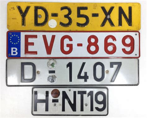 Lot - (4) European License Plates