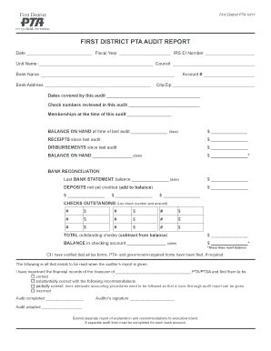 Fillable Online pta1 UnitCouncil Audit Report bFormb - First District ...