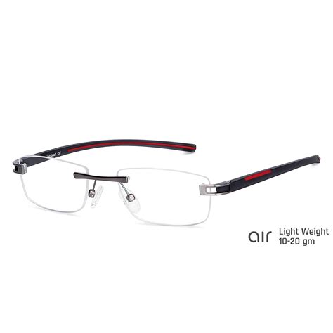 Buy Matte Gunmetal Black Maroon Rimless Rectangle Lenskart Air Air ...
