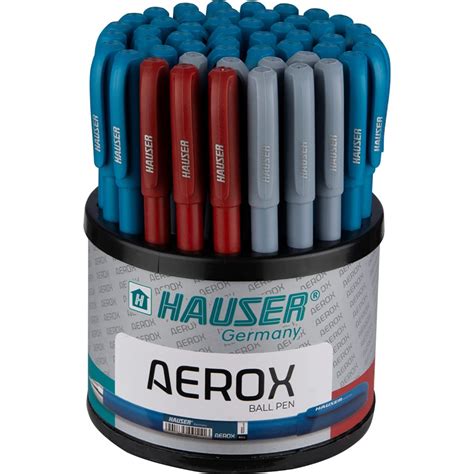 Hauser Aerox 0.6 mm Ball Pen - Bl, Bk & Rd Ink, Set of 50 – Fetch N Buy