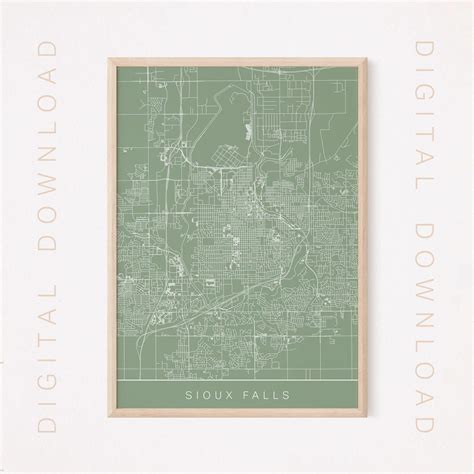 SIOUX FALLS City MAP, Digital Download, Line Art City Map, Road Map of ...