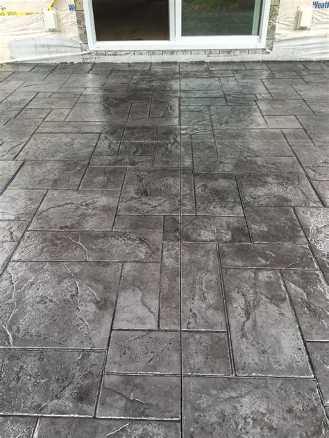 Stamped Concrete Patio Medium Grey Color with Black Release! | Stamped ...