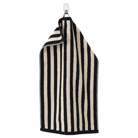 SLÅNHÖSTMAL hand towel, black/light beige striped, 40x70 cm (16x28") - IKEA