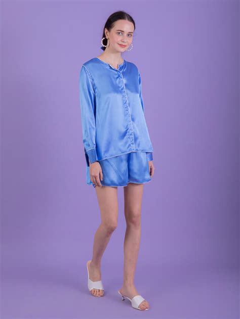Azure High Low Pyjama Set In Sky Blue – The Outfit Club
