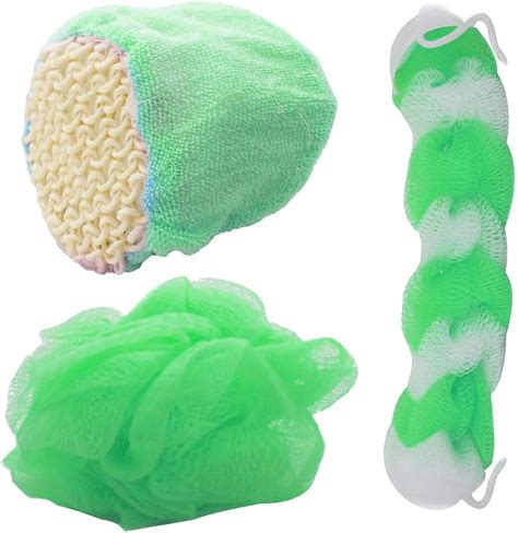 Inaaya Soft Exfoliating Shower Lufa Set For Silky Skin Mesh Body Poufs ...