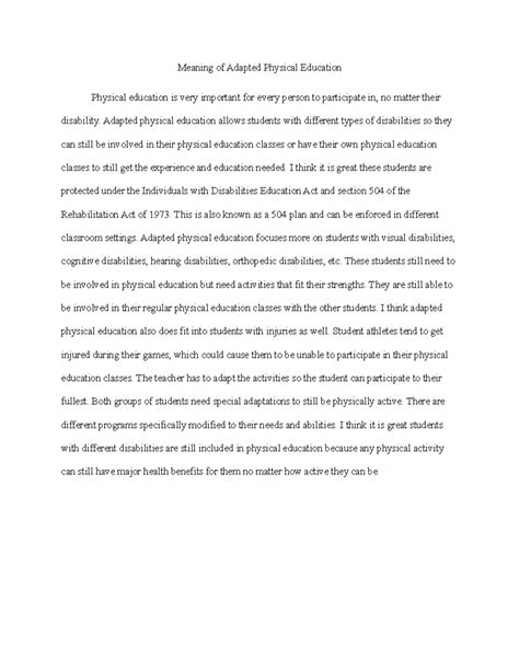 Meaning of Adapted Physical Education - Meaning of Adapted Physical ...