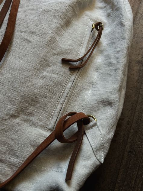 klause knap sack antique linen × brown leather | TALE COCOON