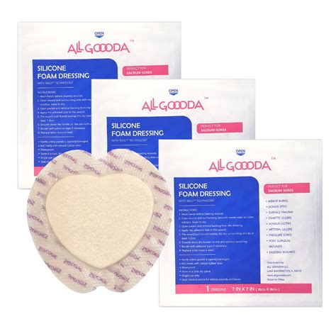Amazon.com: ALL GOOODA Sacral Silicone Foam Dressing 7”x7”[3 Pack ...