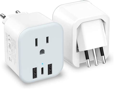 Amazon.com: 2 Pack European Travel Plug Adapter Foldable Type C/L 2 in ...