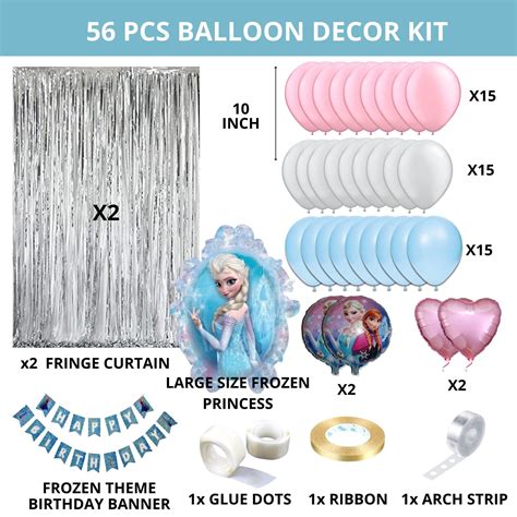 Frozen Theme Birthday Decoration for Girls 56 Pcs – Princess Elsa Birt ...