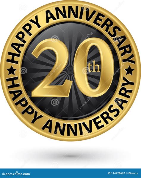 Happy 20th Years Anniversary Gold Label, Vector Illustration Stock ...